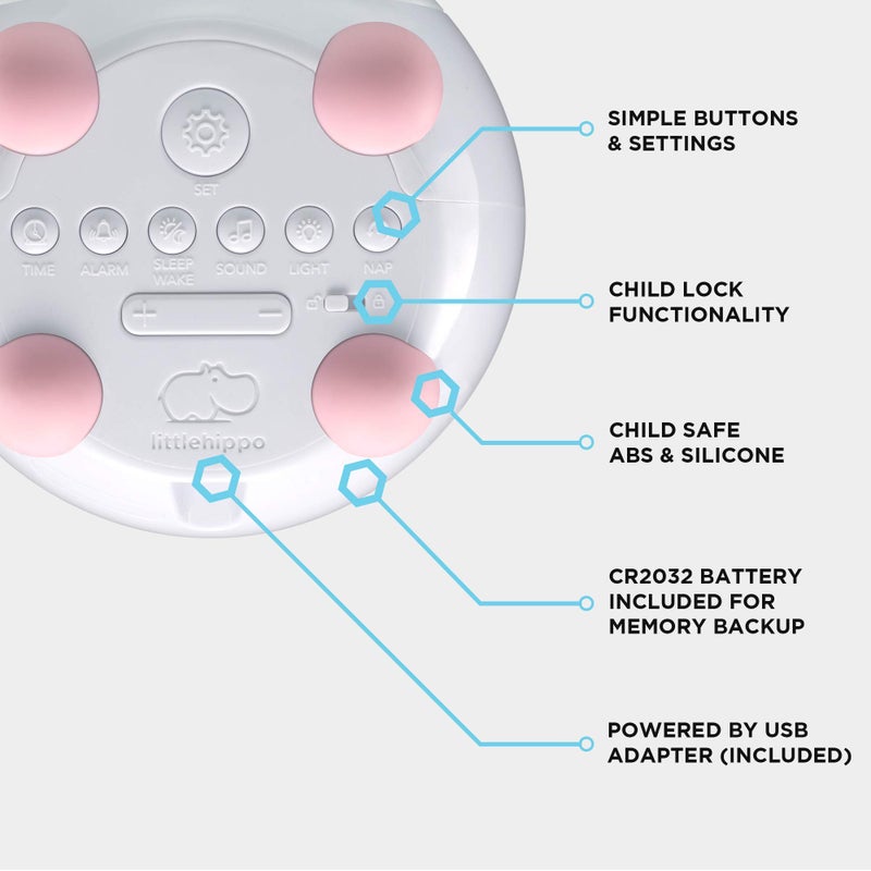 LittleHippo Mella: Kids Alarm Clock, Ready to Rise Children's Sleep Trainer, Night Light, Sound Machine and OK to Wake for Toddlers and Kids - Blush Pink (Updated 2025) - Image 5
